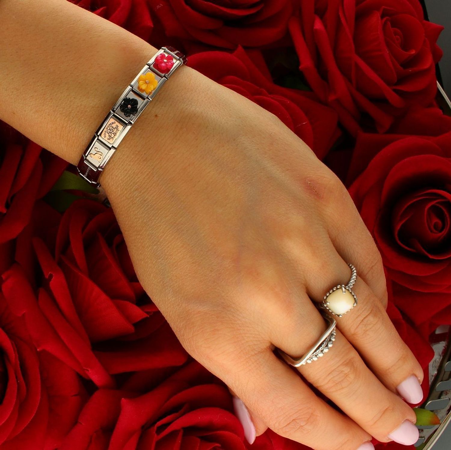 Nomination Link 9K zawieszka różowe złoto 'Czerwony kwiat masa perłowa' 430510 07 biżuteria nomination nomination zawieszki nomination baza.jpg